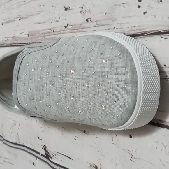 NEW Kids  rimestones slip on tennis shoes terry cloth size 3 gray - Picture 6 of 9